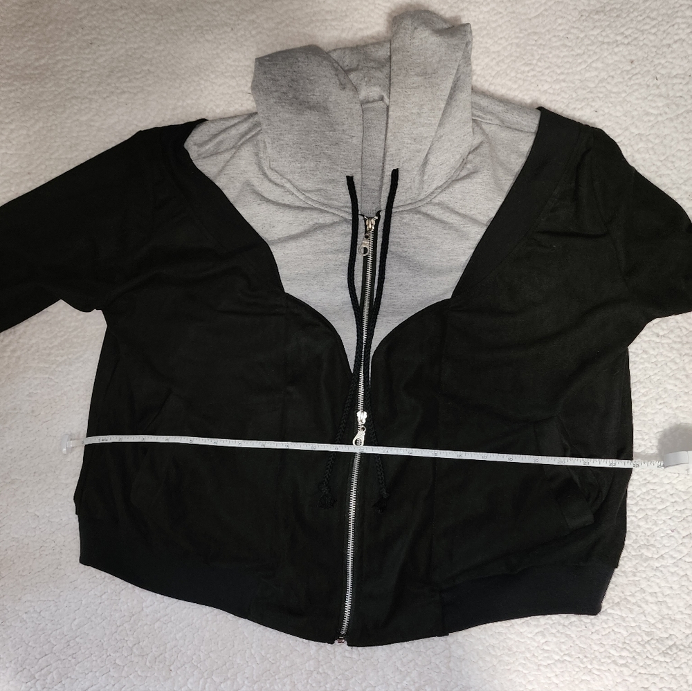 NWT MNML Dolls Kill Grey And Black Double Zip Hooded Jacket - Picture 14 of 16